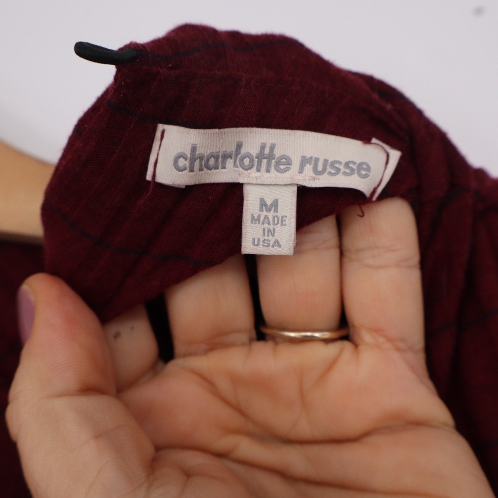 Charlotte Russe Burgundy Ribbed Mock Neck Midi Dress Size M - Picture 3 of 6